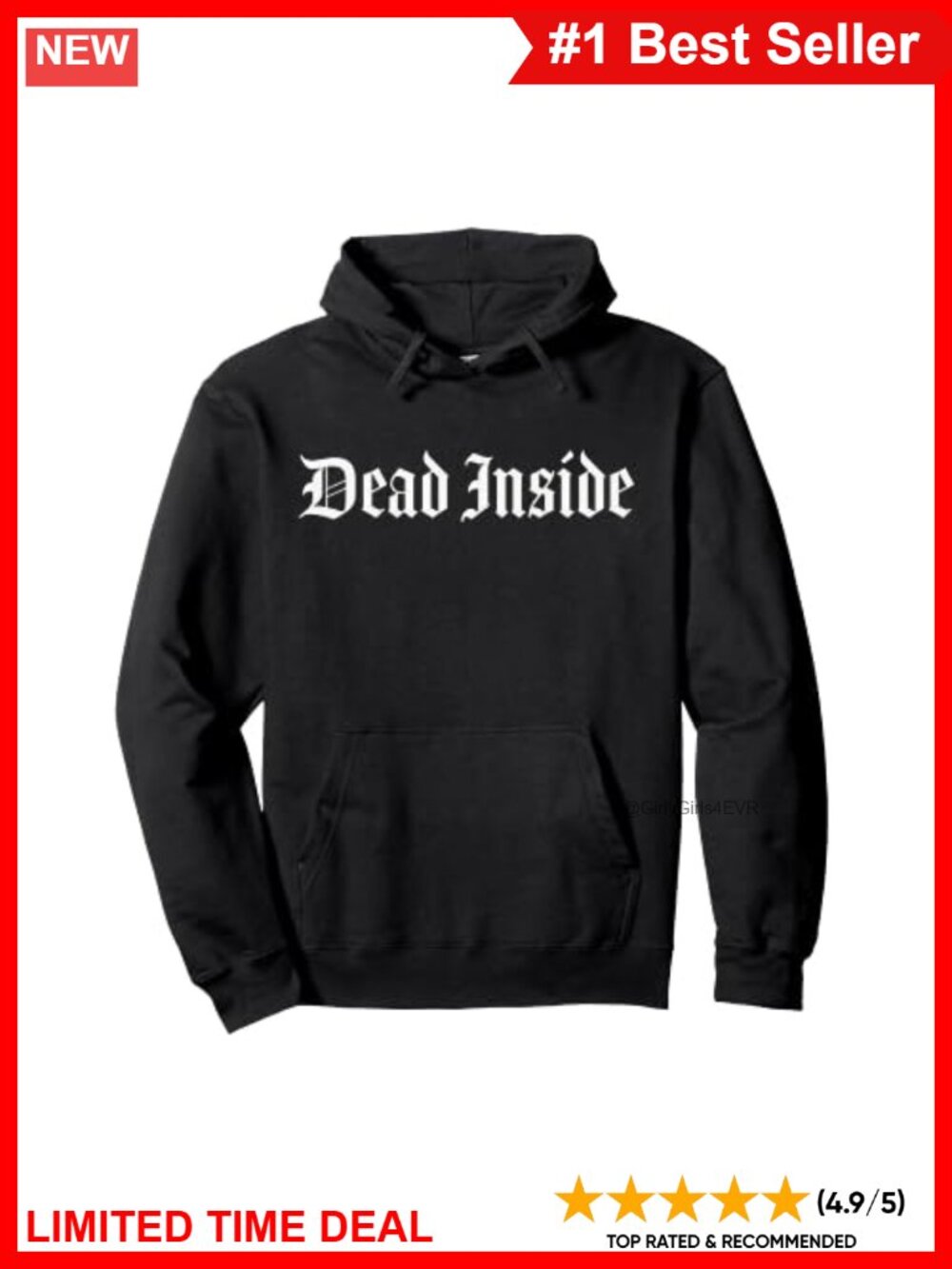 Dead Inside Gothic Pullover Hoodie Classic Fit Letter Graphic Sweatshirt